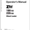 Hitachi Wheel Loader ZW220 5A Operators Manual