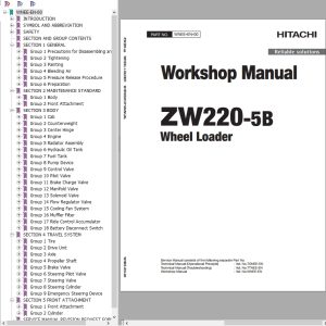 Hitachi Wheel Loader ZW220 5B Workshop Manual WNEE EN 00