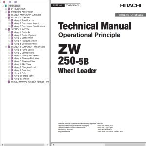 Hitachi Wheel Loader ZW250 5B Technical Manual