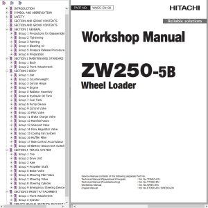 Hitachi Wheel Loader ZW250 5B Workshop Manual WNEC EN 00