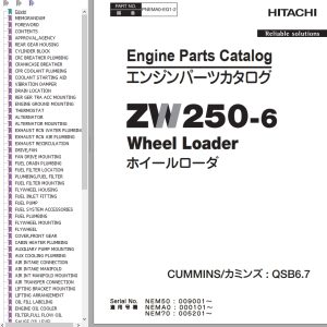 Hitachi Wheel Loader ZW250 6 Parts Catalog EN JP