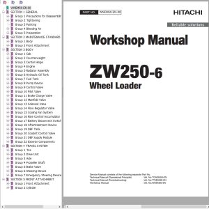 Hitachi Wheel Loader ZW250 6 Workshop Manual