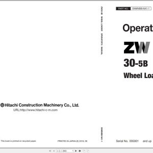 Hitachi Wheel Loader ZW30 5B Operators Manual