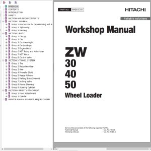 Hitachi Wheel Loader ZW30 Workshop Manual W4EK E 01