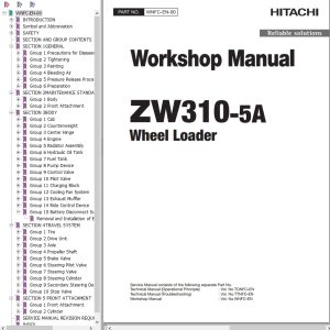 Hitachi Wheel Loader ZW310 5A Workshop Manual WNFC EN 00