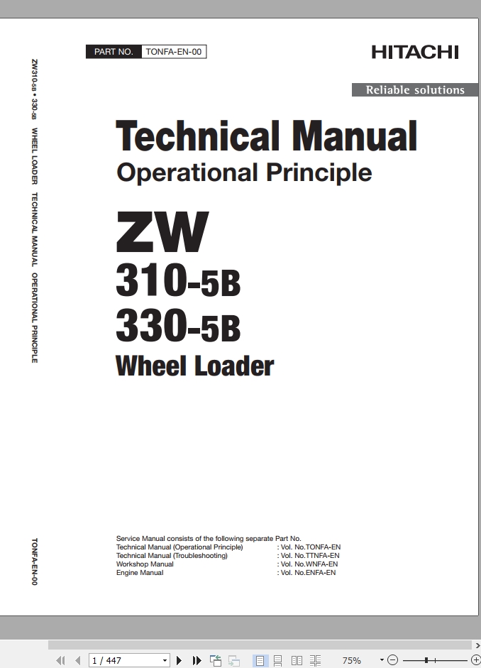 Hitachi Wheel Loader ZW310 5B Technical Manual
