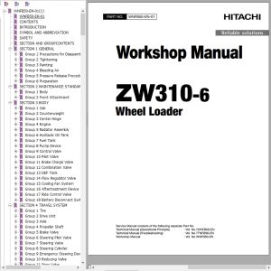 Hitachi Wheel Loader ZW310 6 Workshop Manual WNFB50 EN 01
