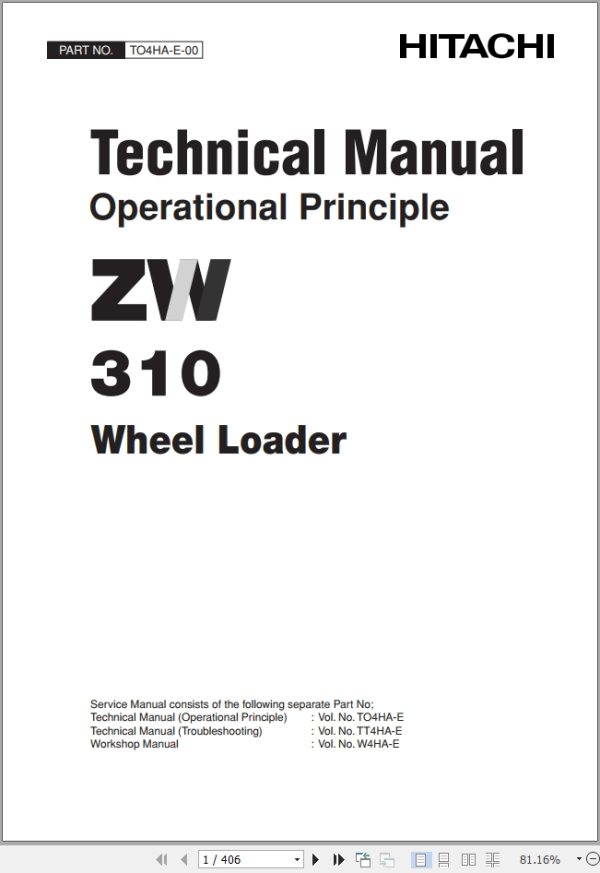 Hitachi Wheel Loader ZW310 Technical Manual