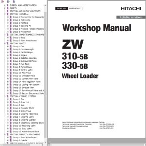 Hitachi Wheel Loader ZW330 5B Workshop Manual WNFA EN 00