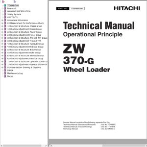 Hitachi Wheel Loader ZW370 G Technical Manual