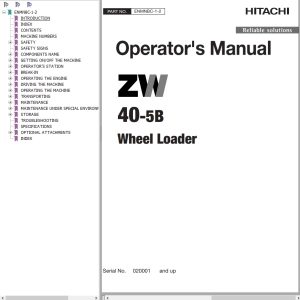 Hitachi Wheel Loader ZW40 5B Operators Manual ENMNBC 1 2