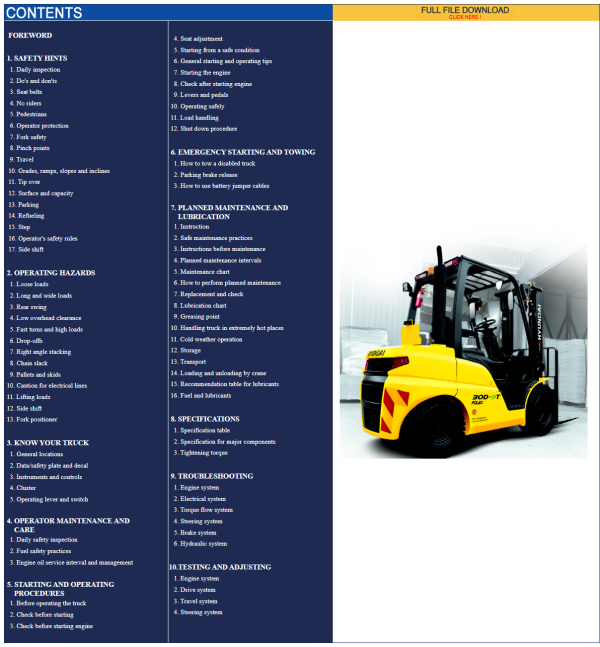 Hyundai Forklift Trucks Operator Manual PDF Updated 07.2023 Offline 1
