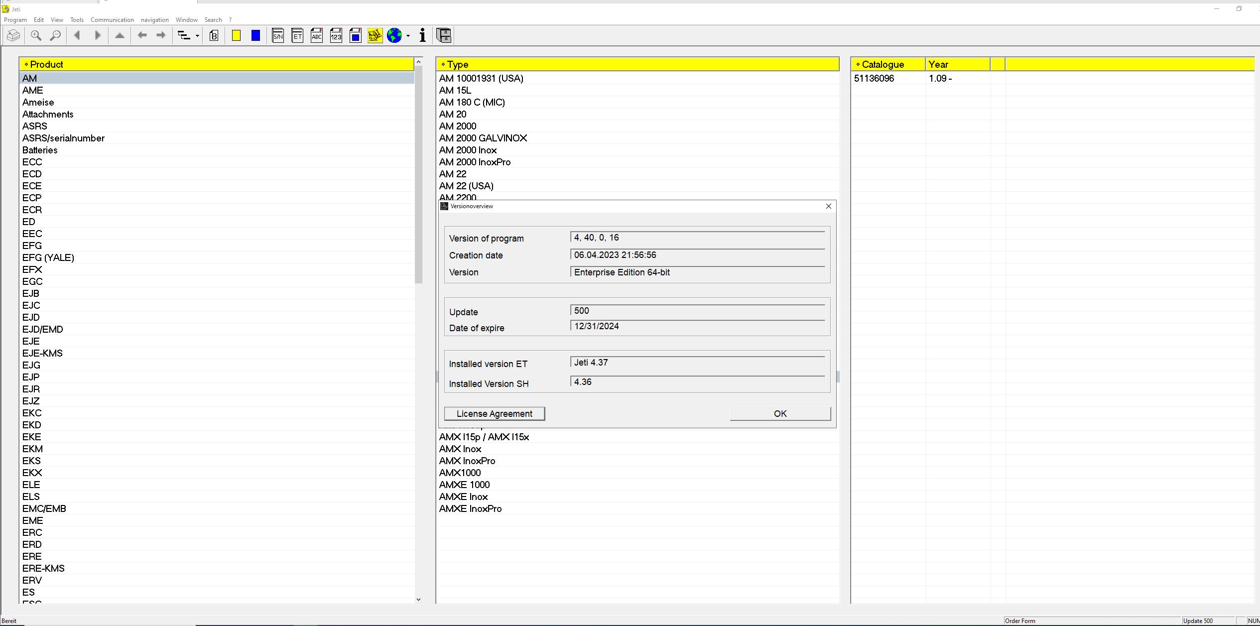 JUNGHEINRICH JETI ForkLift ET v4.37 Updated 500 08.2023 Spare Parts Catalog 1