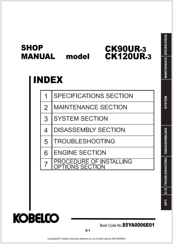 Kobelco Crane CK90UR 3 CK120UR 3 Shop Manual 1