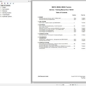 Steyr Tractors M9078 M9086 M9094 Service Training Manual 1