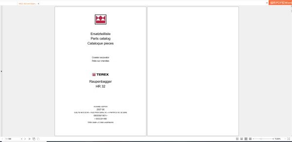 Terex HR32 Crawler Excavators Spare Parts Catalogue 1