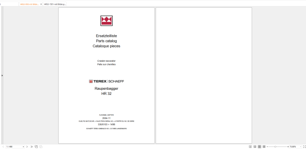 Terex HR32 Crawler Excavators Spare Parts Catalogue 2