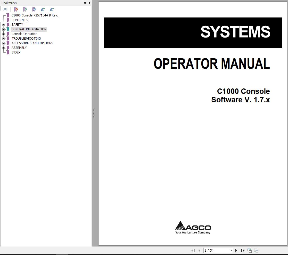 Agco Console C1000 Operator Manual 72571544B