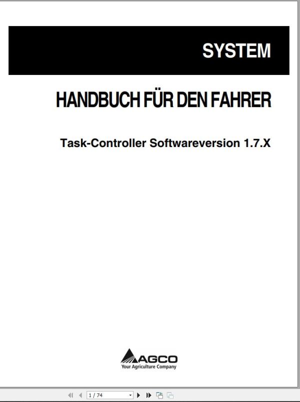 Agco Task Controller Software Version 1.7.X Operator Manual 72571678A DE