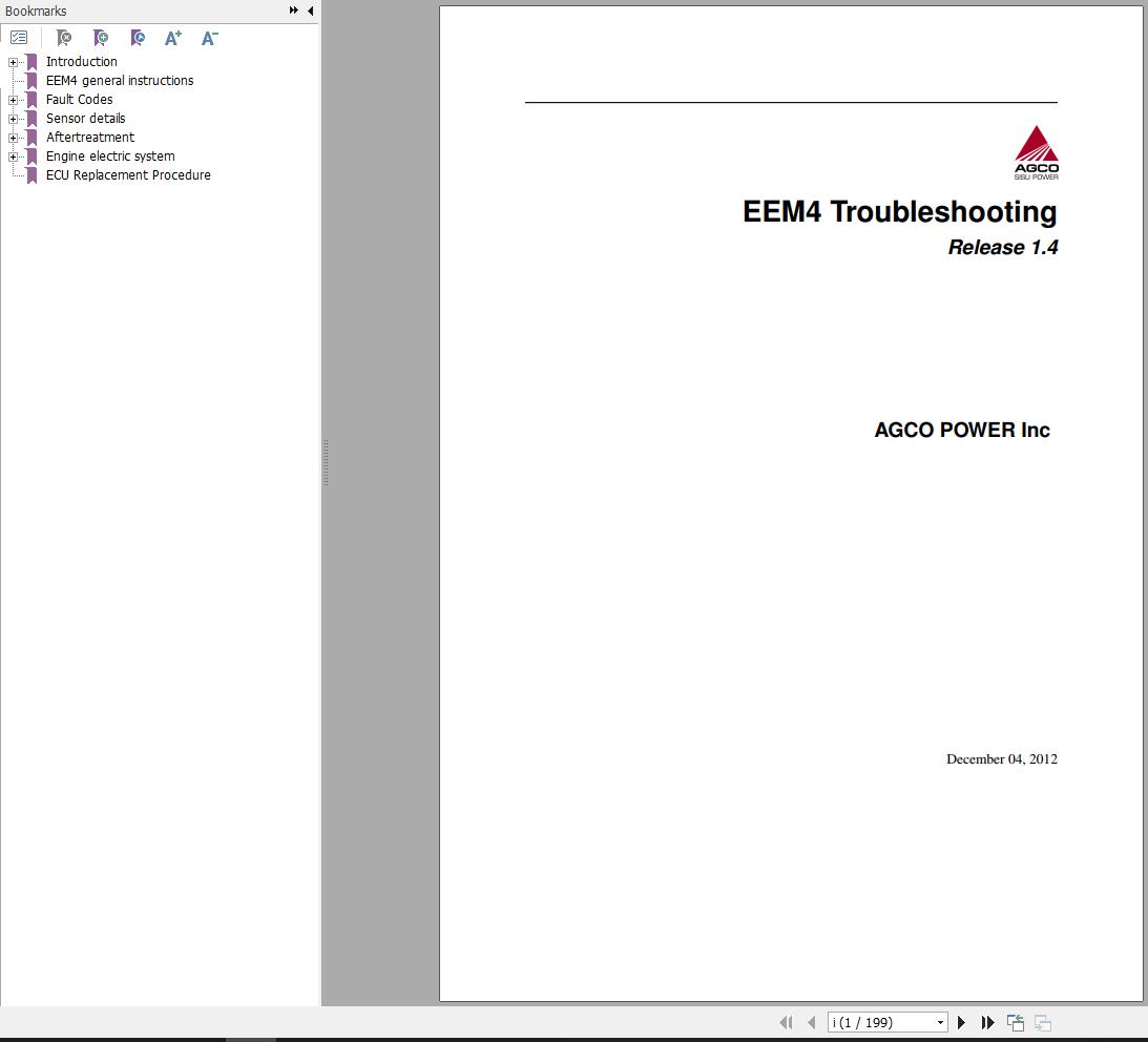 Agco Tractor EEM4 Troubleshooting Manual