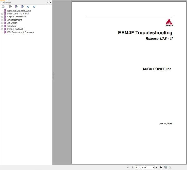 Agco Tractor EEM4F Troubleshooting Manual