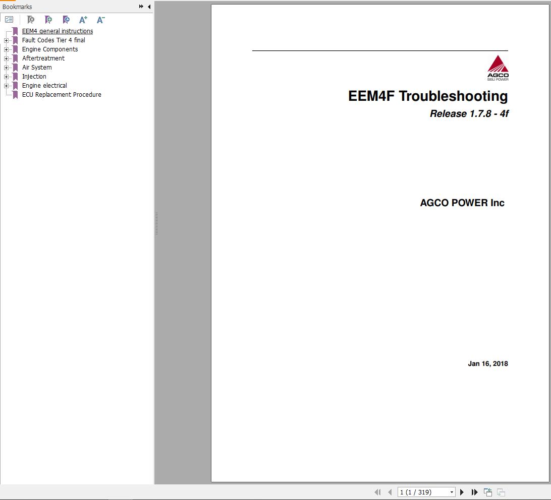 Agco Tractor EEM4F Troubleshooting Manual