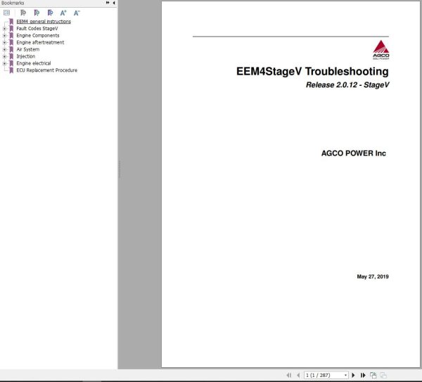 Agco Tractor EEM4StageV Troubleshooting Manual