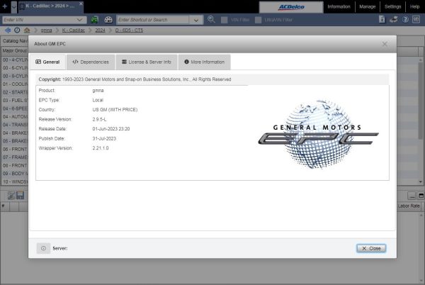 General Motors GMNA EPC 08.2023 Spare Parts Catalog VMWare 1e9908be06db5f647