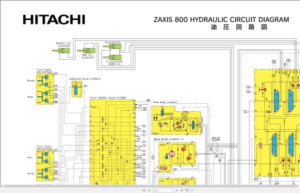 Hitachi Excavator ZX800 Electrical Hydraulic Circuit Diagram
