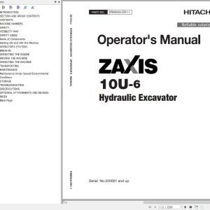 Hitachi Hydraulic Excavator ZX10U 6 Operators Manual ENMAAA EN1 1