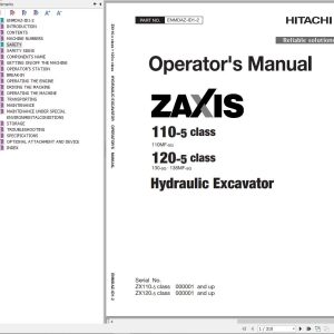 Hitachi Hydraulic Excavator ZX110MF 5G Operators Manual