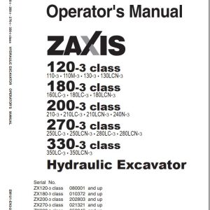Hitachi Hydraulic Excavator ZX120 3 to ZX330 3 Class Operators Manual