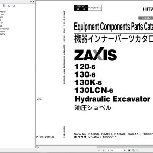 Hitachi Hydraulic Excavator ZX120 6 ZX130 6 ZX130K 6 ZX130LCN 6 Parts Catalog EN JP