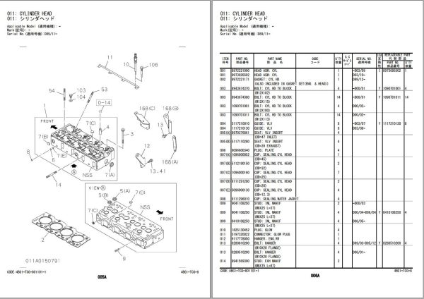 Hitachi Hydraulic Excavator ZX120 to ZX135USL Engine Parts Catalog 1