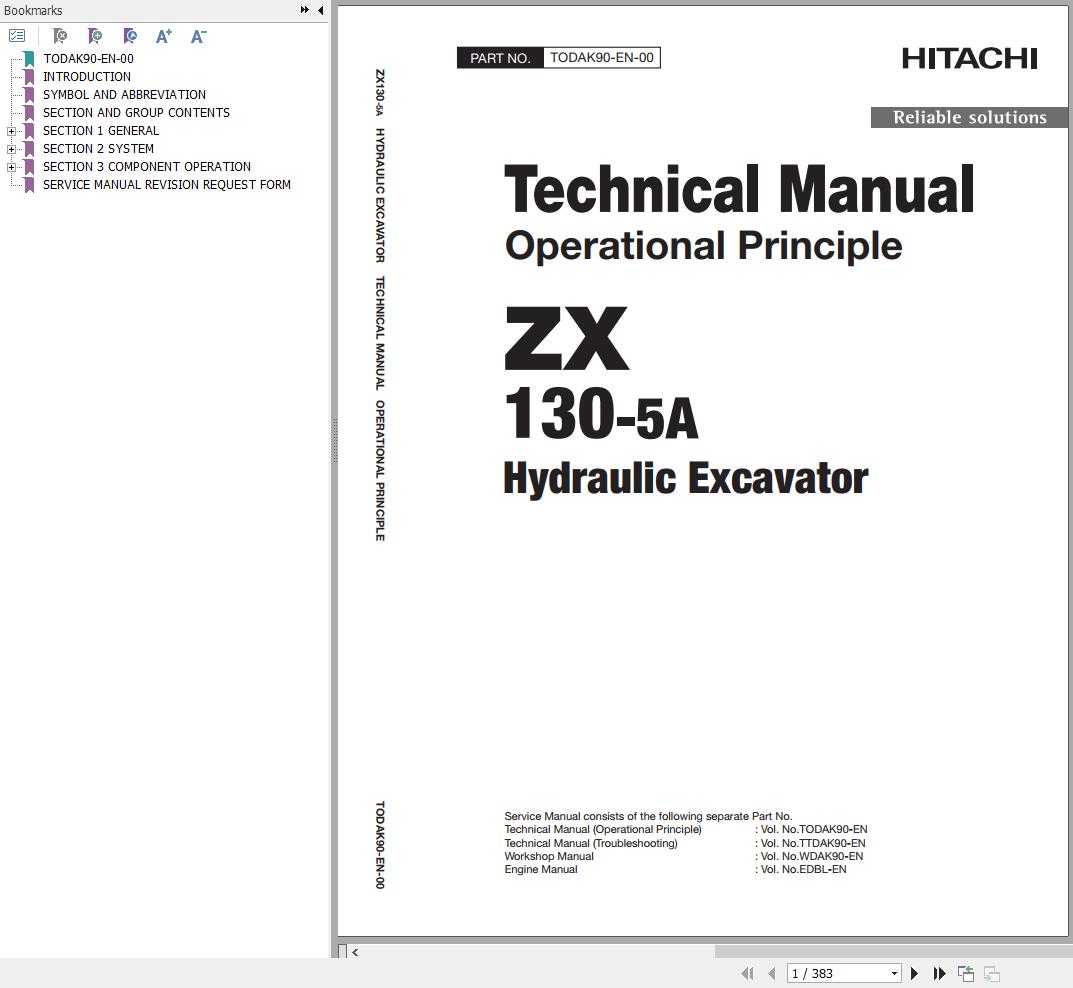 Hitachi Hydraulic Excavator ZX130 5A Technical Manual