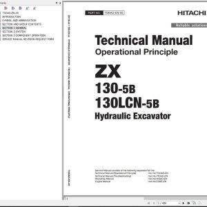 Hitachi Hydraulic Excavator ZX130 5B ZX130LCN 5B Technical Manual