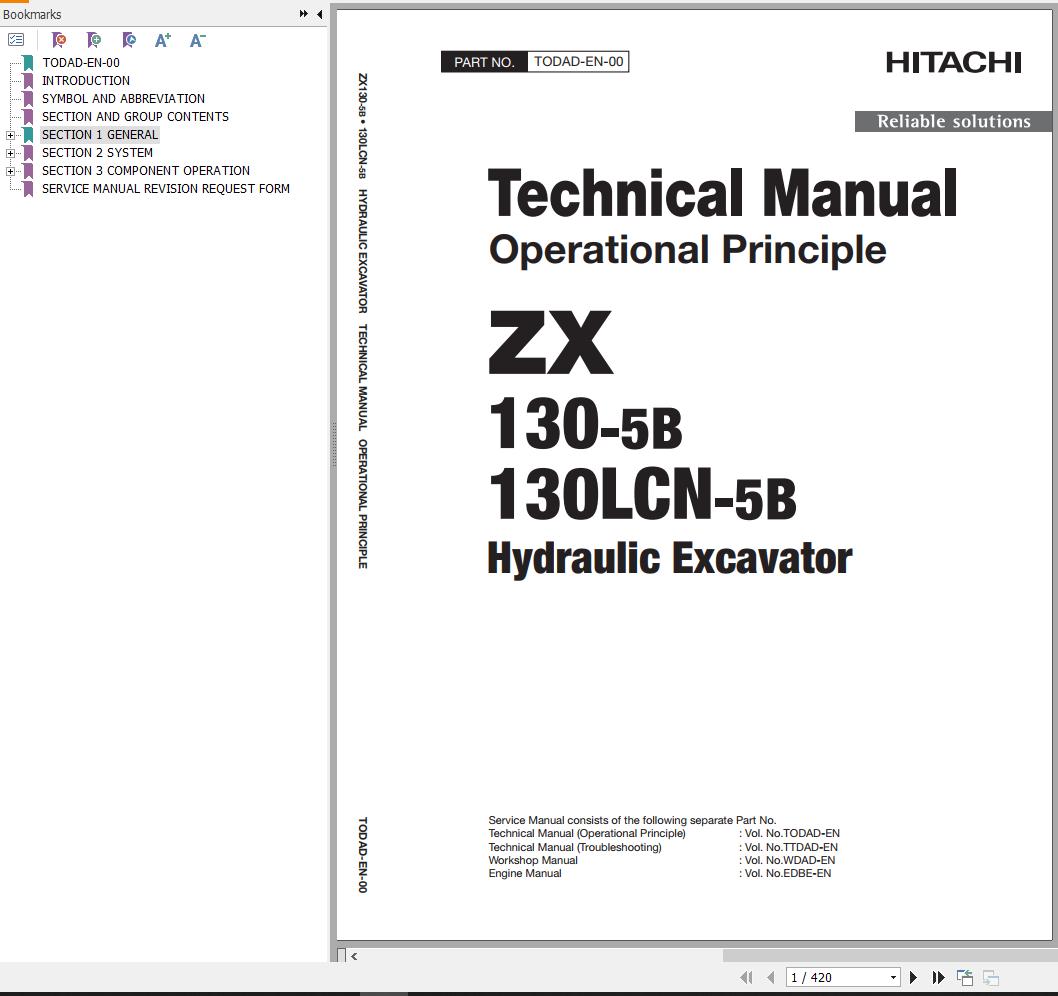 Hitachi Hydraulic Excavator ZX130 5B ZX130LCN 5B Technical Manual