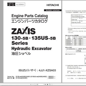 Hitachi Hydraulic Excavator ZX130 5B ZX130LCN 5B ZX130L 5B Parts Catalog EN JP