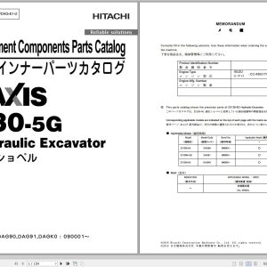 Hitachi Hydraulic Excavator ZX130 5G Parts Catalog EN JP