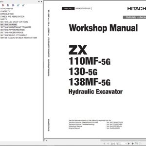 Hitachi Hydraulic Excavator ZX130 5G Workshop Manual WDAGF0 EN 00