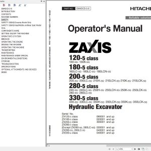 Hitachi Hydraulic Excavator ZX130 5G ZX130K 5G Operators Manual ENMDCD 3 6