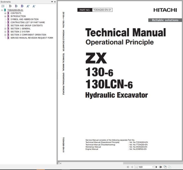 Hitachi Hydraulic Excavator ZX130 6 ZX130LCN 6 Technical Manual