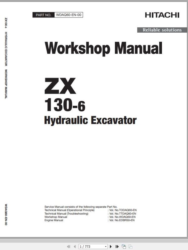 Hitachi Hydraulic Excavator ZX130 6 ZX130LCN 6 Workshop Manual