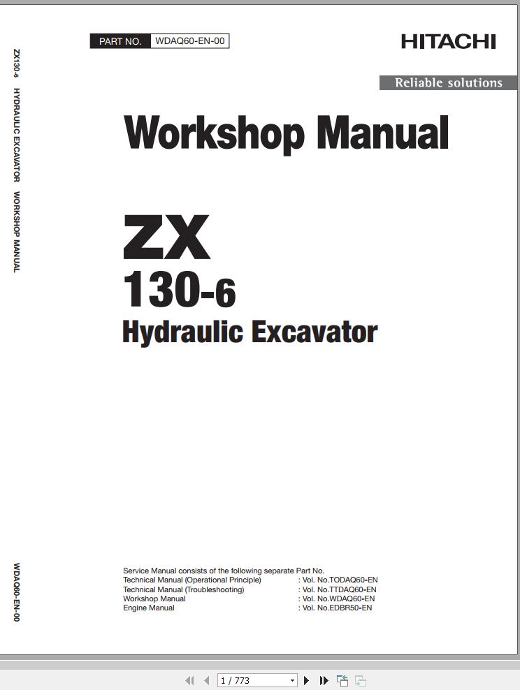 Hitachi Hydraulic Excavator ZX130 6 ZX130LCN 6 Workshop Manual