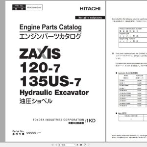 Hitachi Hydraulic Excavator ZX130 7 ZX130LCN 7 Parts Catalog EN JP