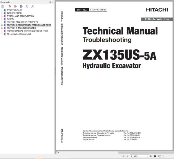 Hitachi Hydraulic Excavator ZX135US 5A Technical Manual