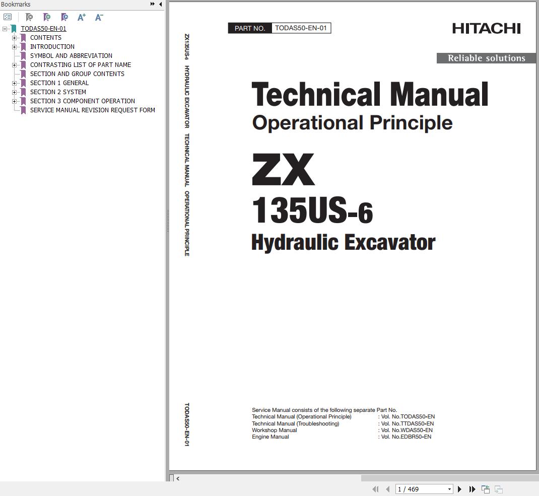 Hitachi Hydraulic Excavator ZX135US 6 Technical Manual