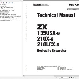 Hitachi Hydraulic Excavator ZX135USX 6 ZX210X 6 ZX210LCX 6 Technical Manual