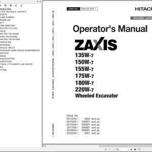 Hitachi Hydraulic Excavator ZX135W 7 Operators Manual ENMLAF EN2 1