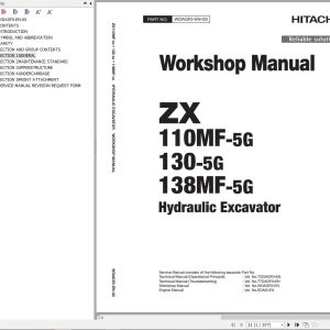Hitachi Hydraulic Excavator ZX138MF 5G Workshop Manual